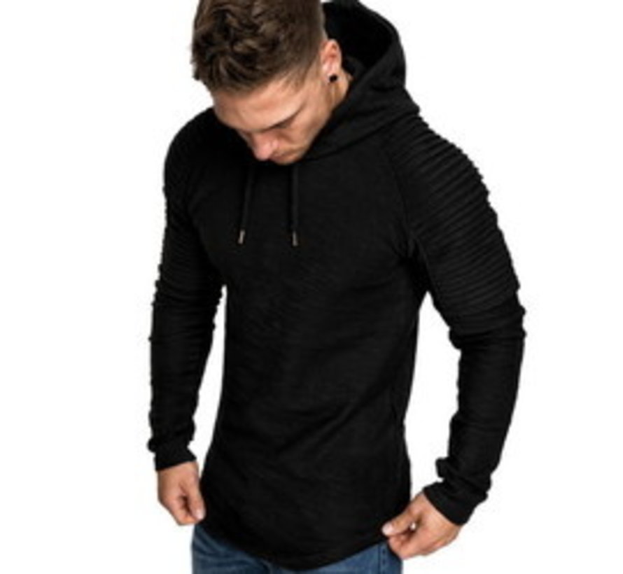 Hoodie Rib Sleeve zwart - Maat M - OP=OP