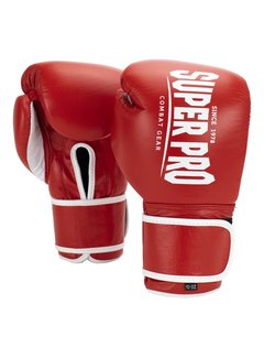 Super Pro Super Pro Combat Gear Winner Wedstrijdbokshandschoenen Klittenband  Rood/Wit