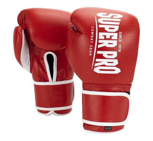 Super Pro Super Pro Combat Gear Winner Wedstrijdbokshandschoenen Klittenband  Rood/Wit