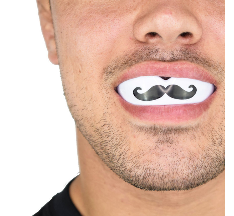 Safejawz Gebitsbeschermer Extro-Series Moustache Wit/Zwart Senior