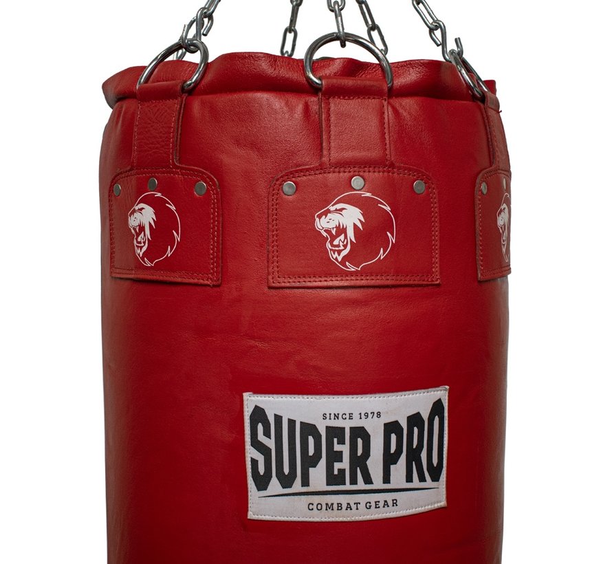 Super Pro Lederen Punch Bag Gigantor bokszak Zwart/Rood L138xB42 cm