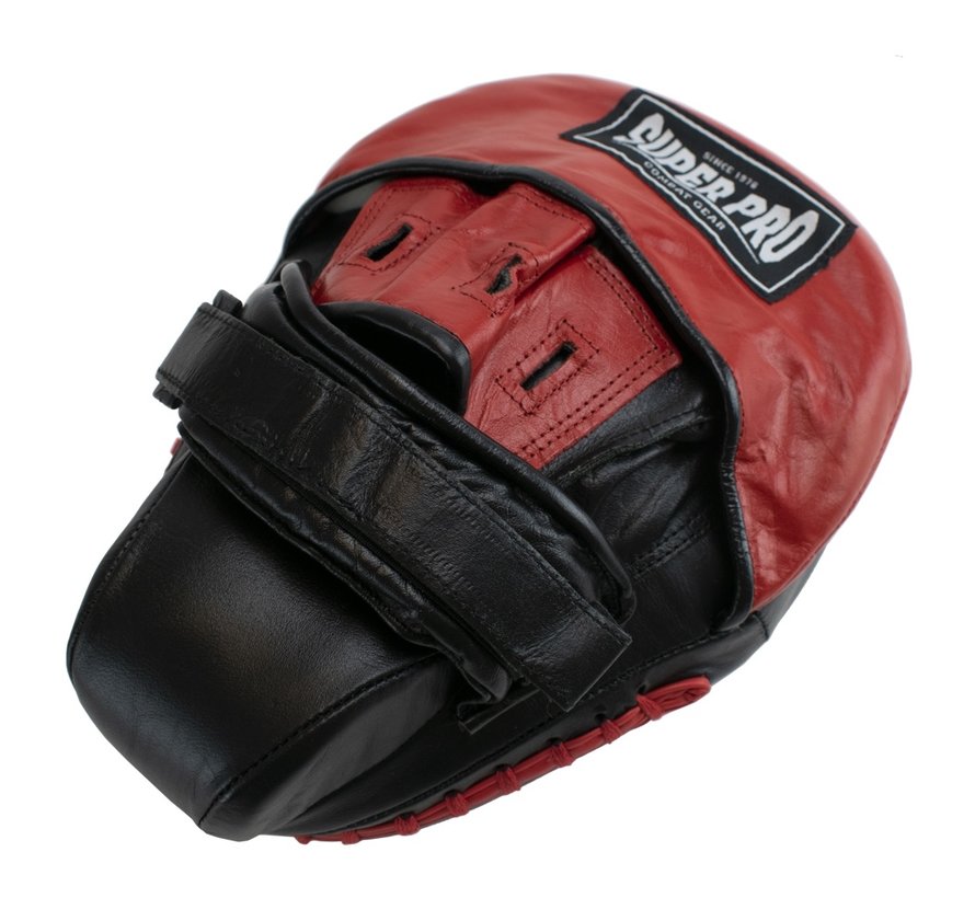 Super Pro Lichtgewicht Gebogen Hook and Jab Pad Zwart/Rood