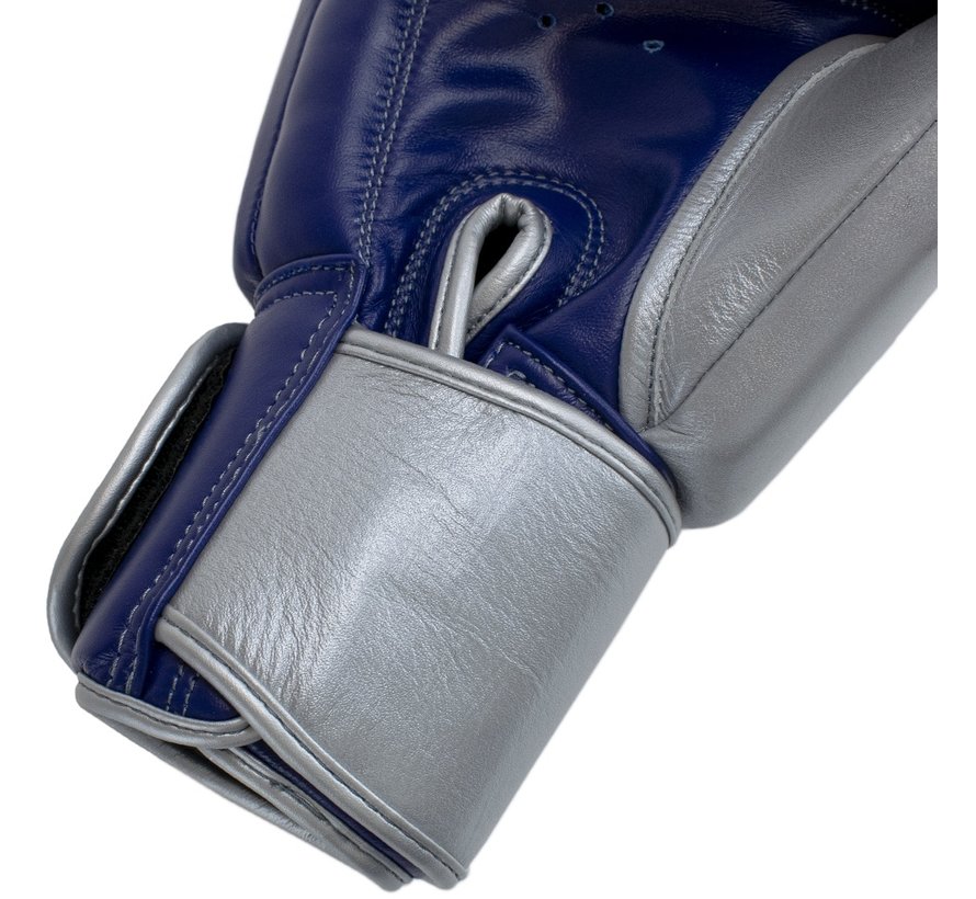 Super Pro Lederen (thai)bokshandschoenen Enforcer Blauw/Zilver/Wit