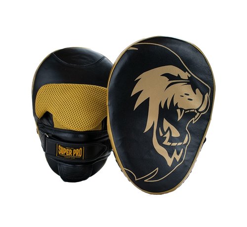 Super Pro Super Pro Combat Gear Handpads Gebogen Leer Zwart/Goud