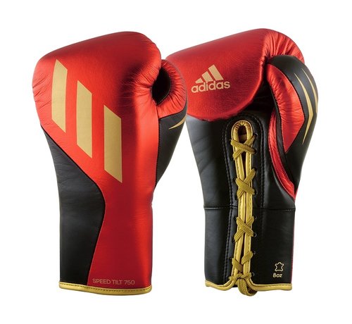 Adidas adidas Bokshandschoenen Speed TILT 750 Pro Fight Vetersluiting Zwart/Rood/Goud