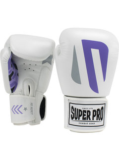 Super Pro Super Pro Combat Gear (kick)Bokshandschoenen Leder No Mercy Wit/Paars/Zilver