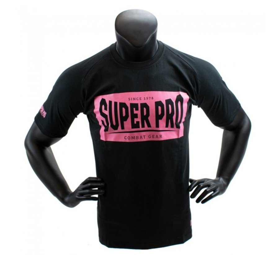 Super Pro T-Shirt S.P. Block-Logo Zwart/Roze