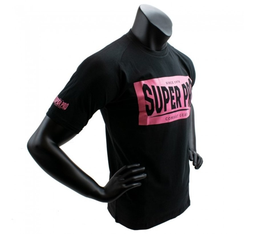 Super Pro T-Shirt S.P. Block-Logo Zwart/Roze