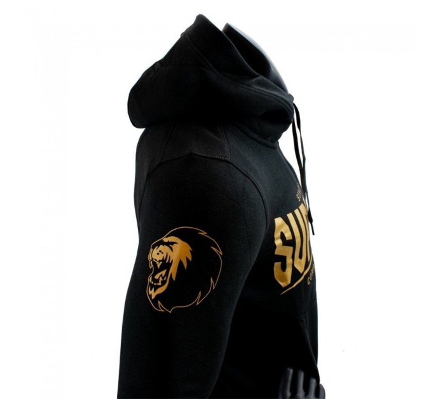 Super Pro Hoodie met Rits S.P. Logo Zwart/Goud