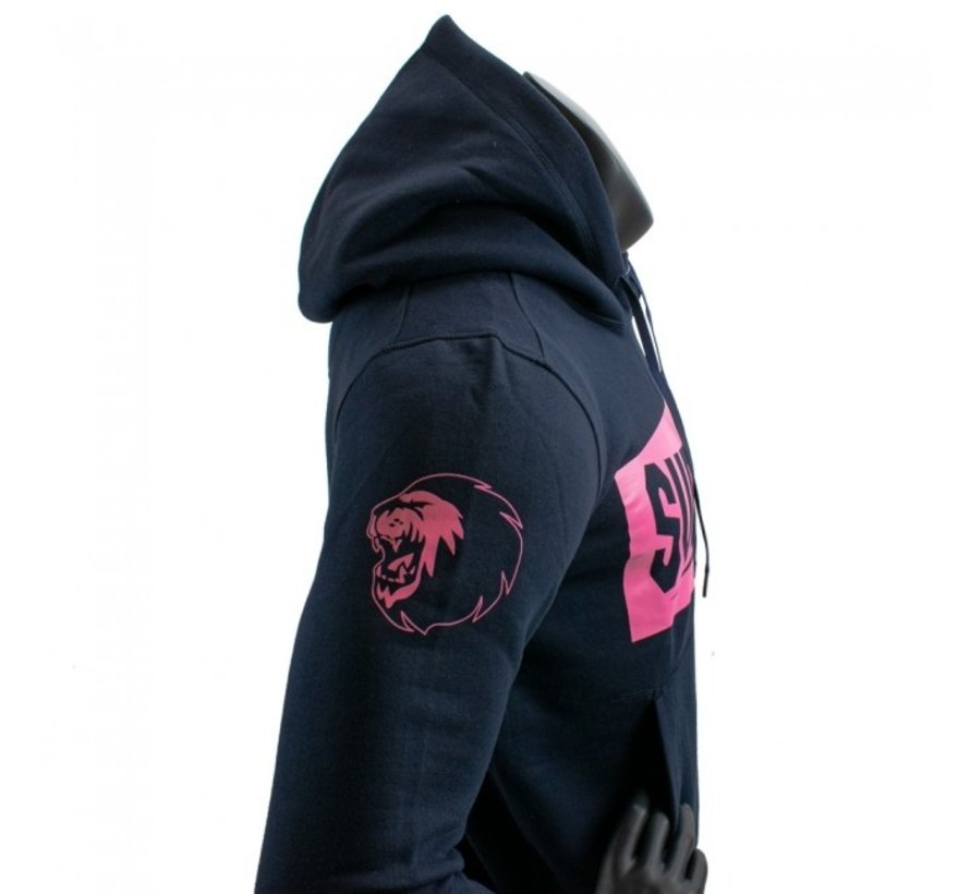 Super Pro Hoodie S.P. Block-Logo Donker Blauw/Roze