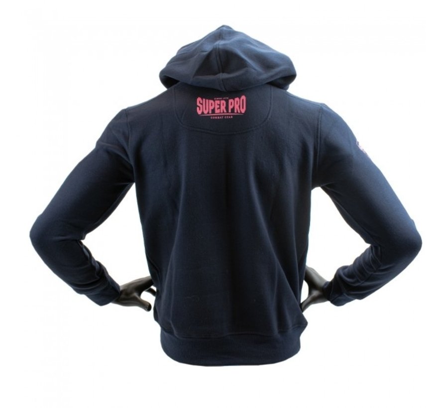 Super Pro Hoodie S.P. Block-Logo Donker Blauw/Roze