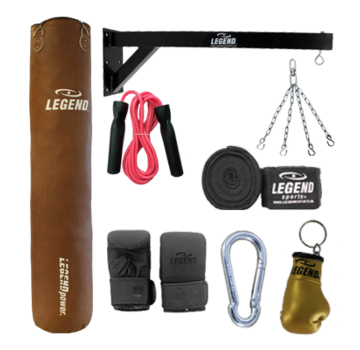 Legend Bokszak Bruin Vintage/ Muurbeugel Complete Set diverse maten