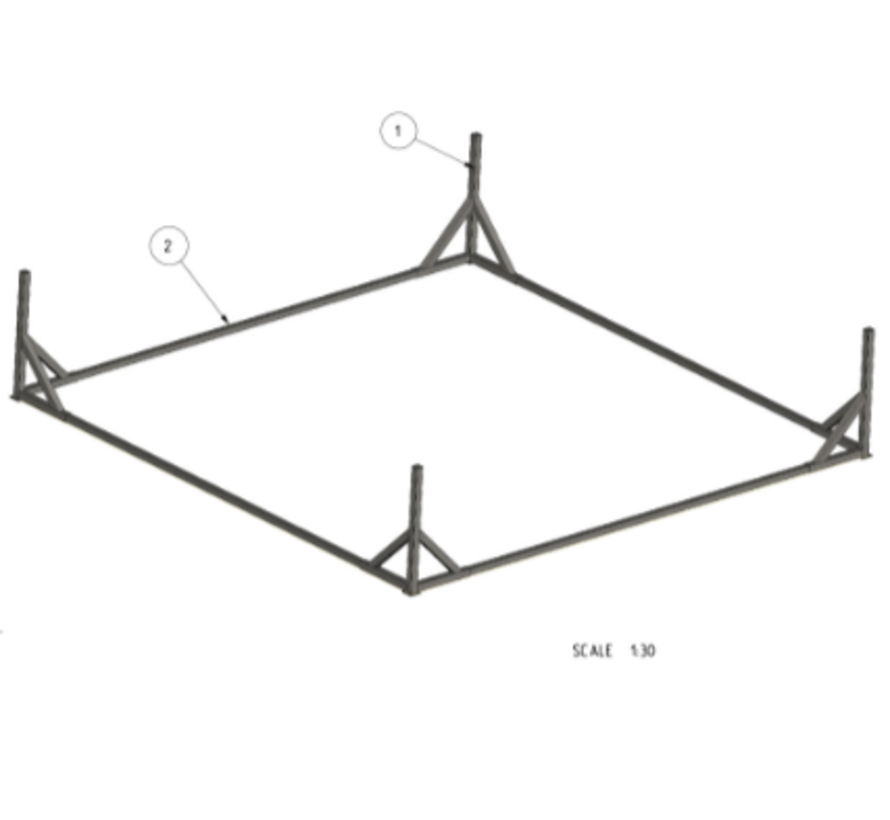 Basic Frame voor Boksring 6 x 6 m Touwen 5 x 5 m