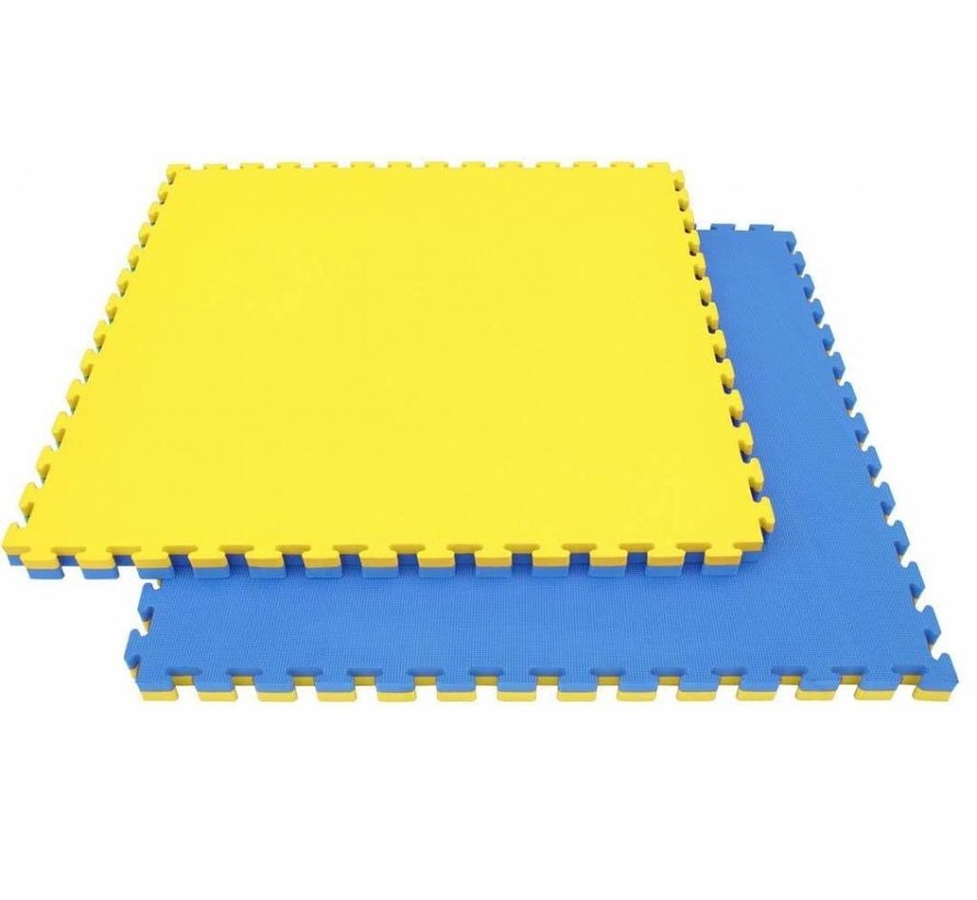 Puzzelmat 1 x 1 m sport 4CM Blauw/Geel - met staffelkorting