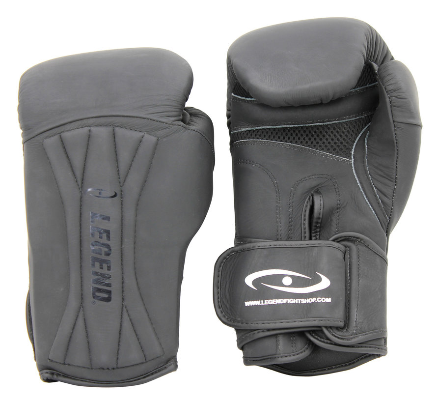 Legend Power Bokshandschoenen van Leer - Speciale Mat Zwart