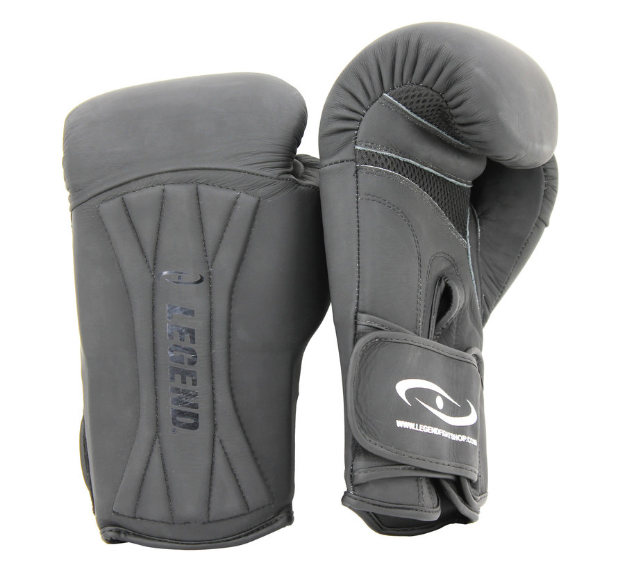 Legend Power Bokshandschoenen van Leer - Speciale Mat Zwart