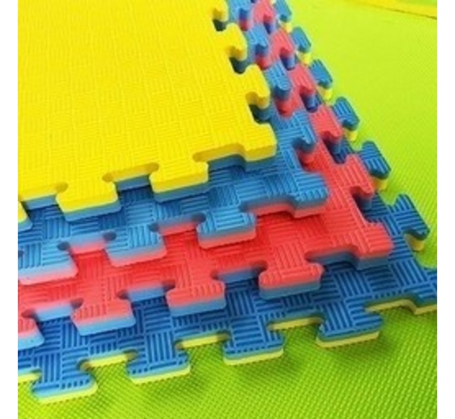 Puzzelmat 1 x 1 m sport 3CM Blauw/Rood - met staffelkorting