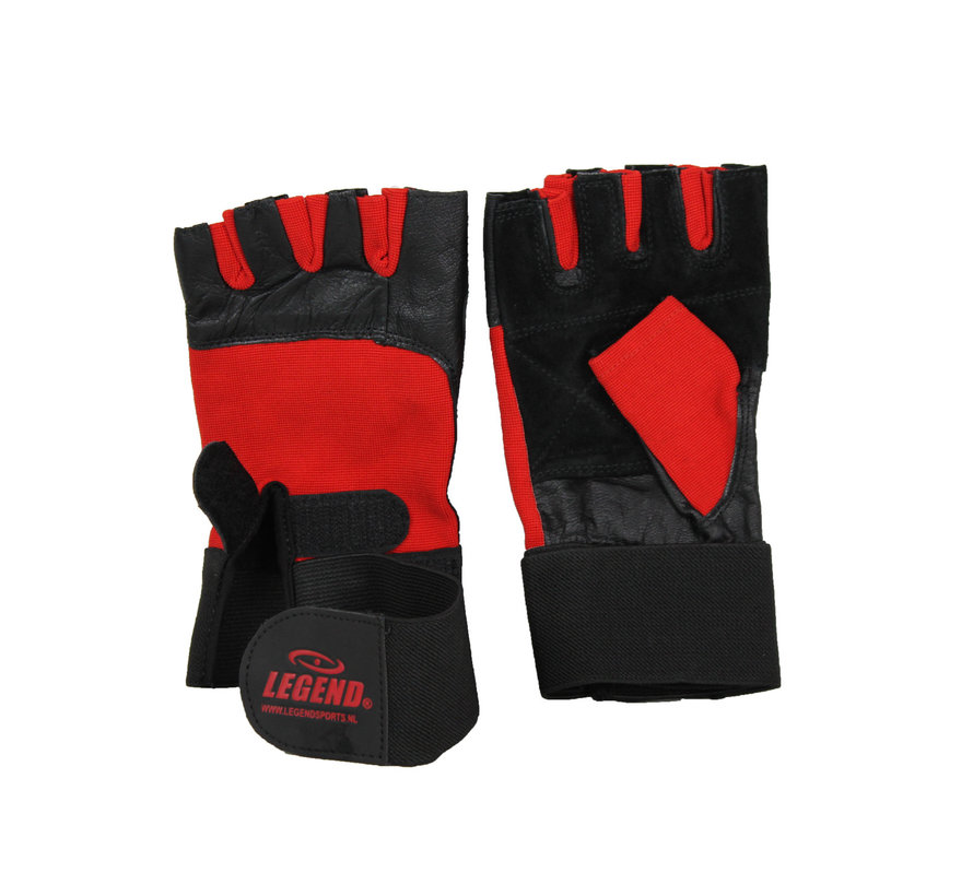 Fitness handschoenen leder zwart/rood