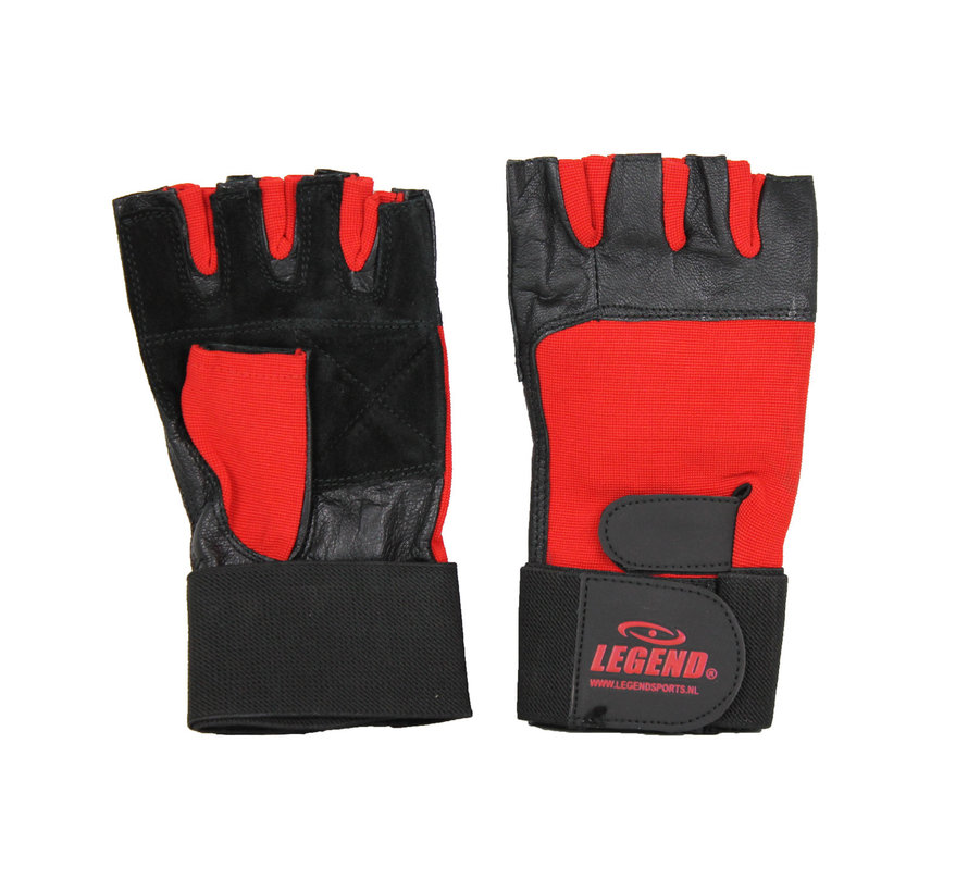 Fitness handschoenen leder zwart/rood