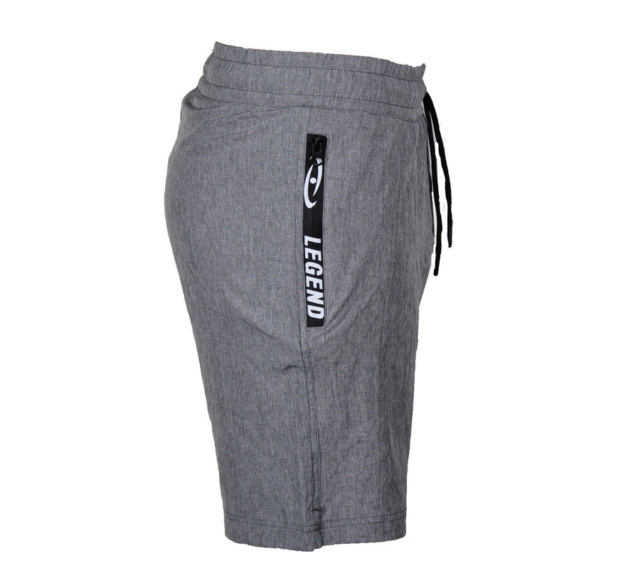 Korte broek/short met vakken melange grijs