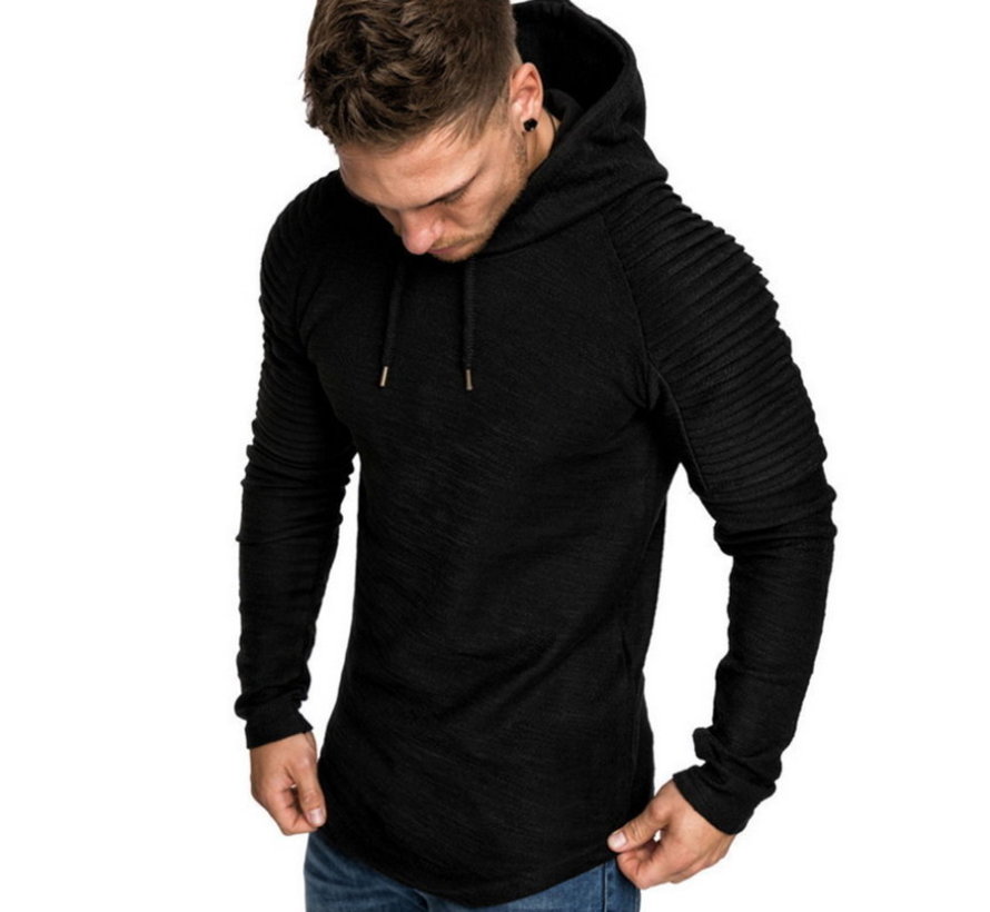Hoodie Rib  zwart