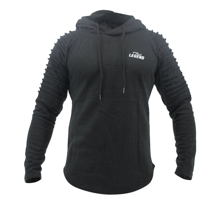 Hoodie Rib  zwart