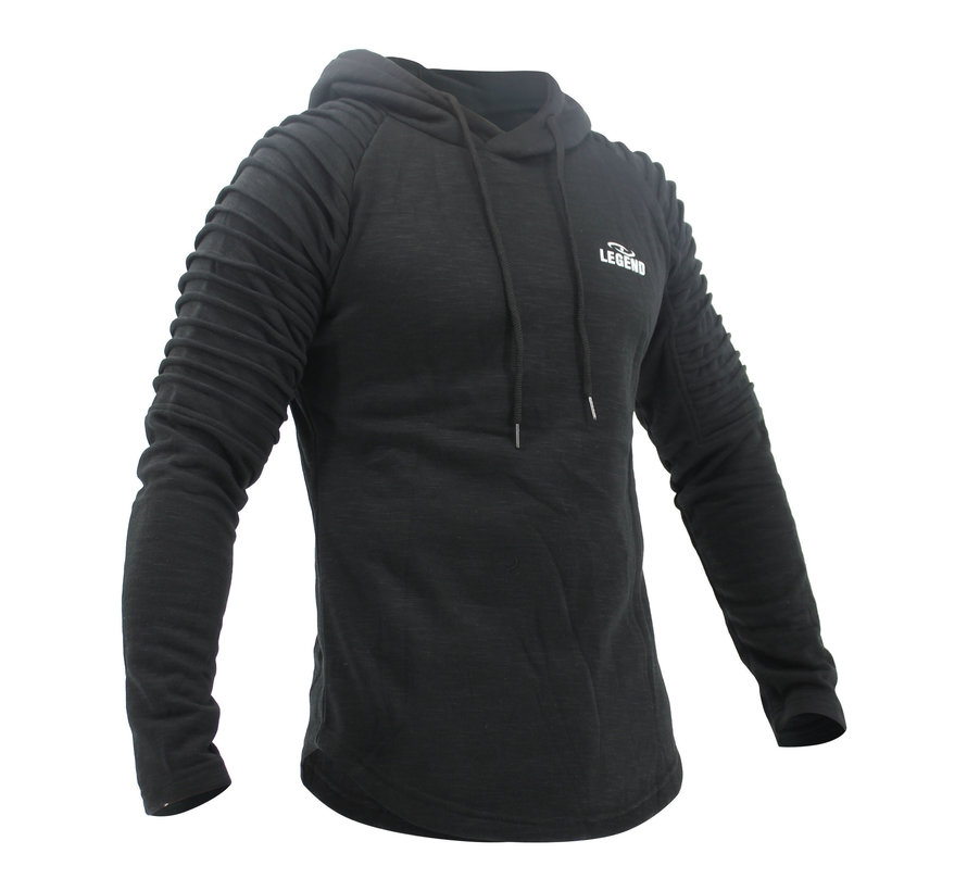 Hoodie Rib  zwart