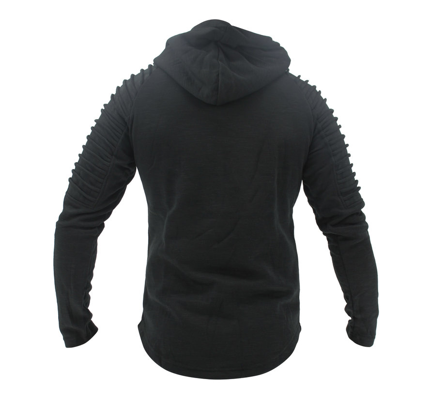 Hoodie Rib  zwart