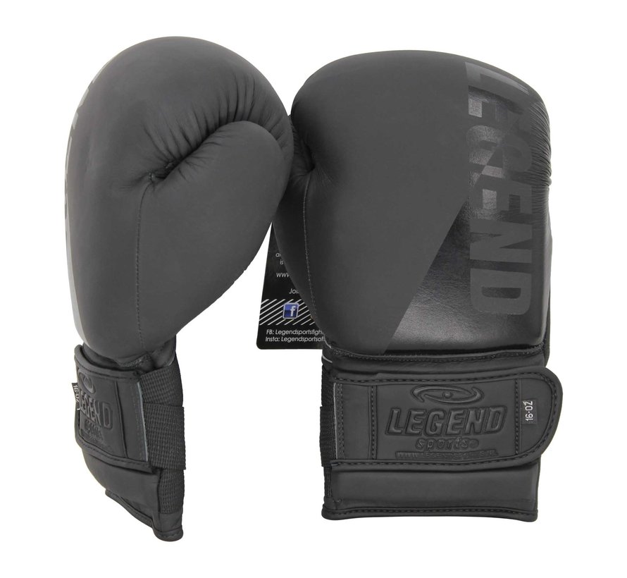 Bokshandschoenen  leder Wrist Lock Tech zwart - mat