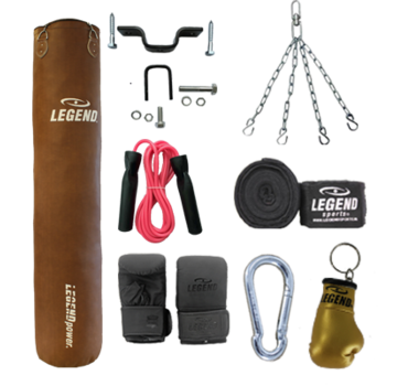 Legend Bokszak Bruin Vintage / Plafondbeugel Complete Set diverse maten