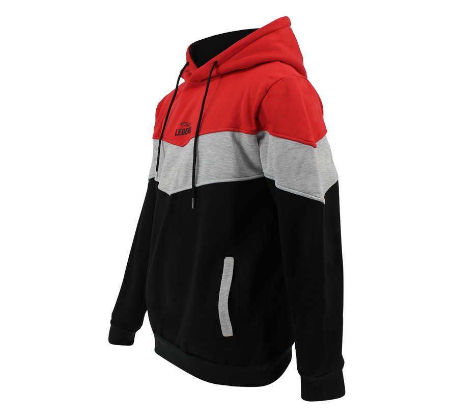 Hoodie tricolore unisex Rood fleece