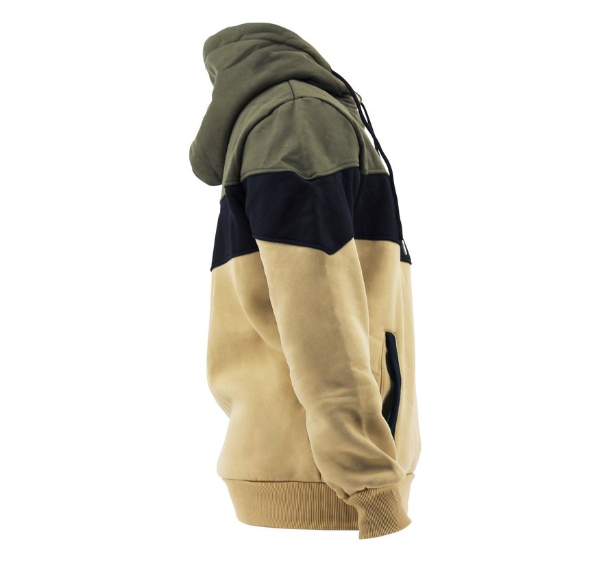 Hoodie tricolore unisex Beige fleece