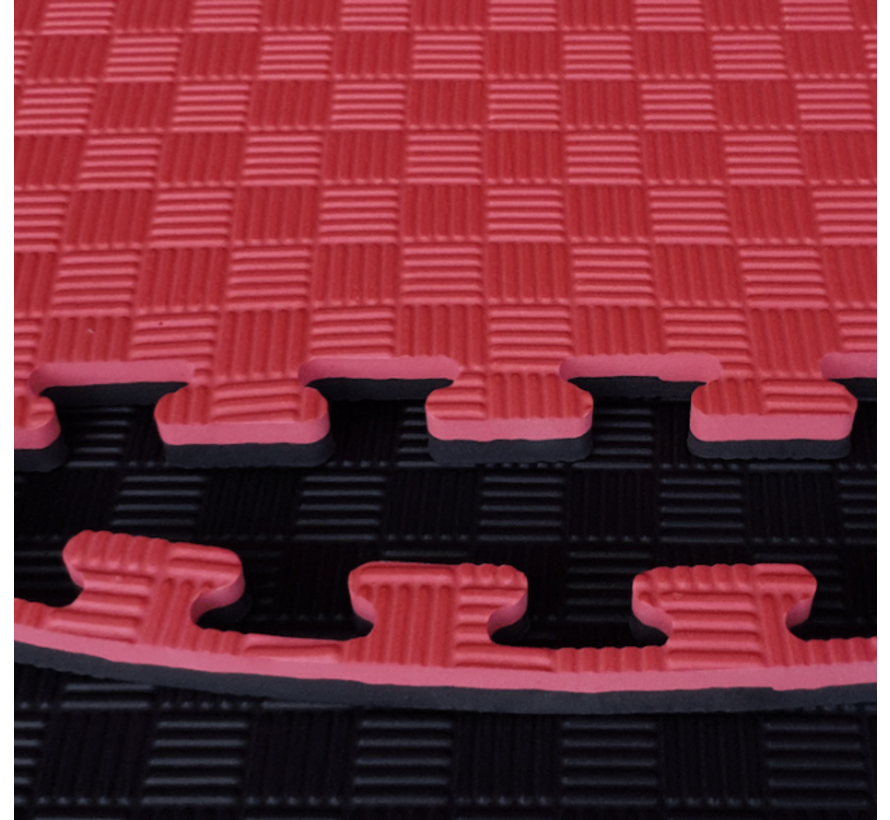 Puzzelmat 1 x 1 m sport 2CM Zwart/Rood - met staffelkorting