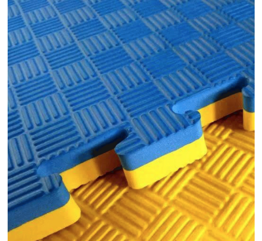 Puzzelmat 1 x 1 m sport 4CM Blauw/Geel - met staffelkorting