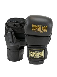 Super Pro Super Pro Combat Gear MMA Shooter Handschoenen Leder Zwart/Goud