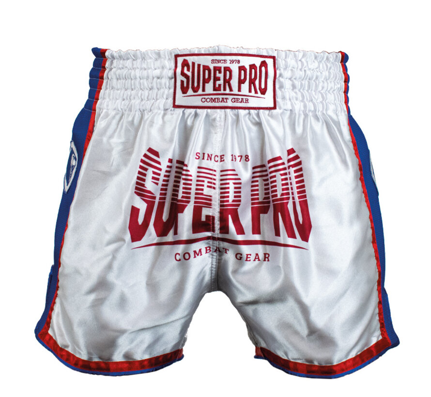 Super Pro Combat Gear Thai Short Stripes Wit/Blauw/Rood