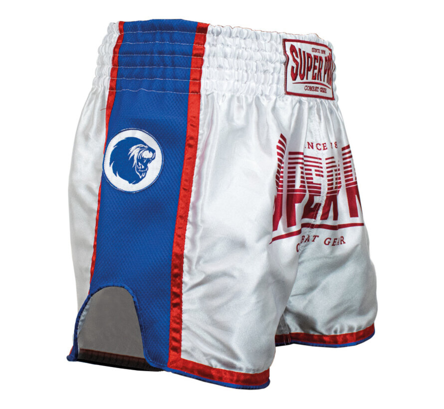 Super Pro Combat Gear Thai Short Stripes Wit/Blauw/Rood