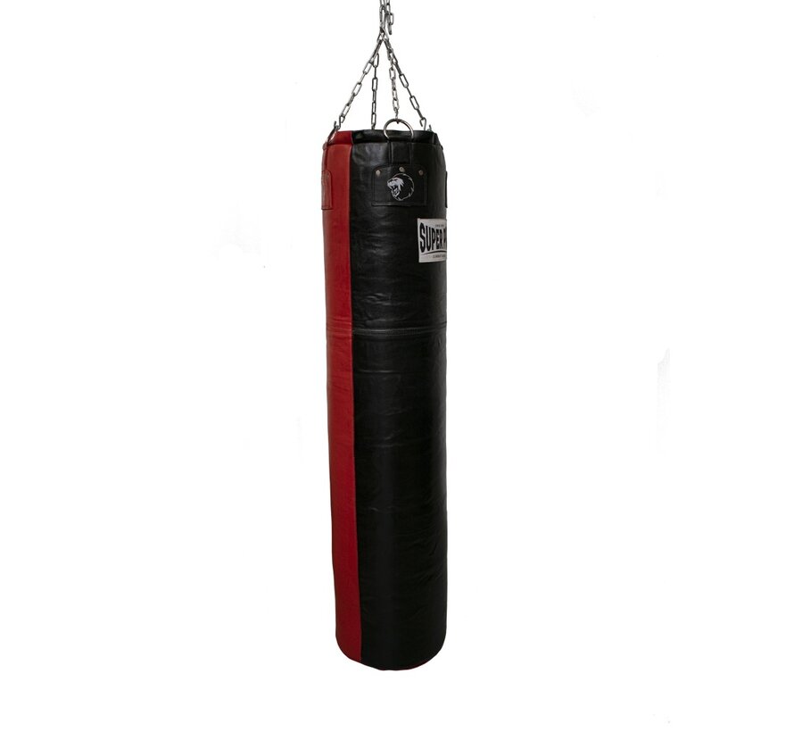 Super Pro Leather Punch Bag Split Zwart/Rood 152x35 cm