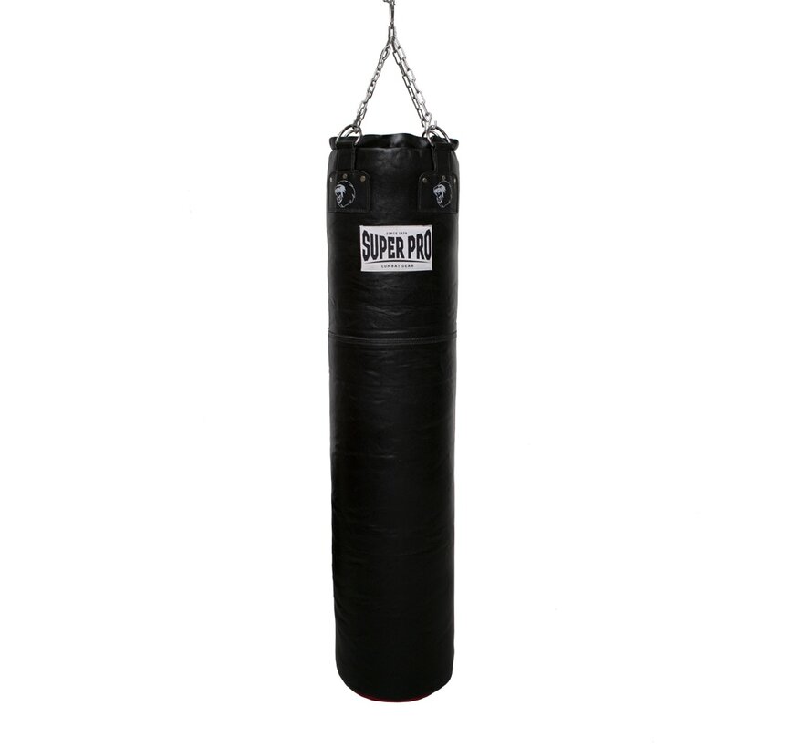 Super Pro Leather Punch Bag Split Zwart/Rood 152x35 cm