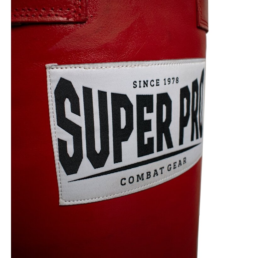 Super Pro Leather Punch Bag Split Zwart/Rood 152x35 cm