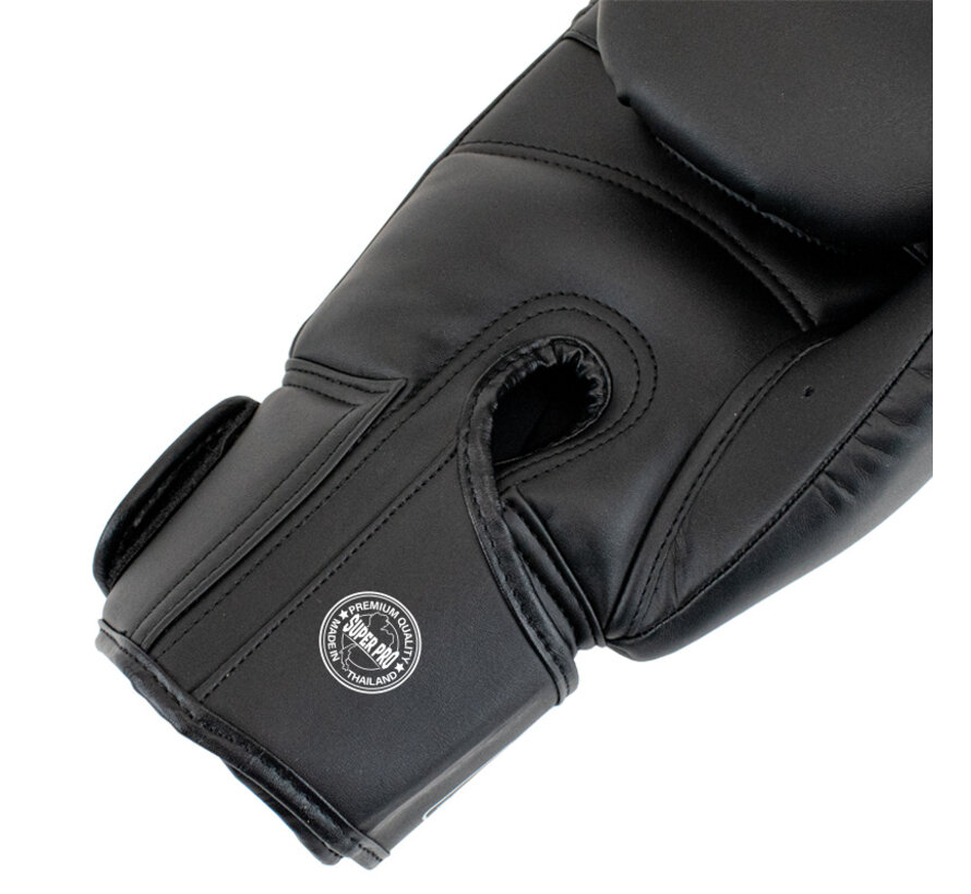 Super Pro Combat Gear Thaibokshandschoenen Leder Pattaya MADE in THAILAND Zwart