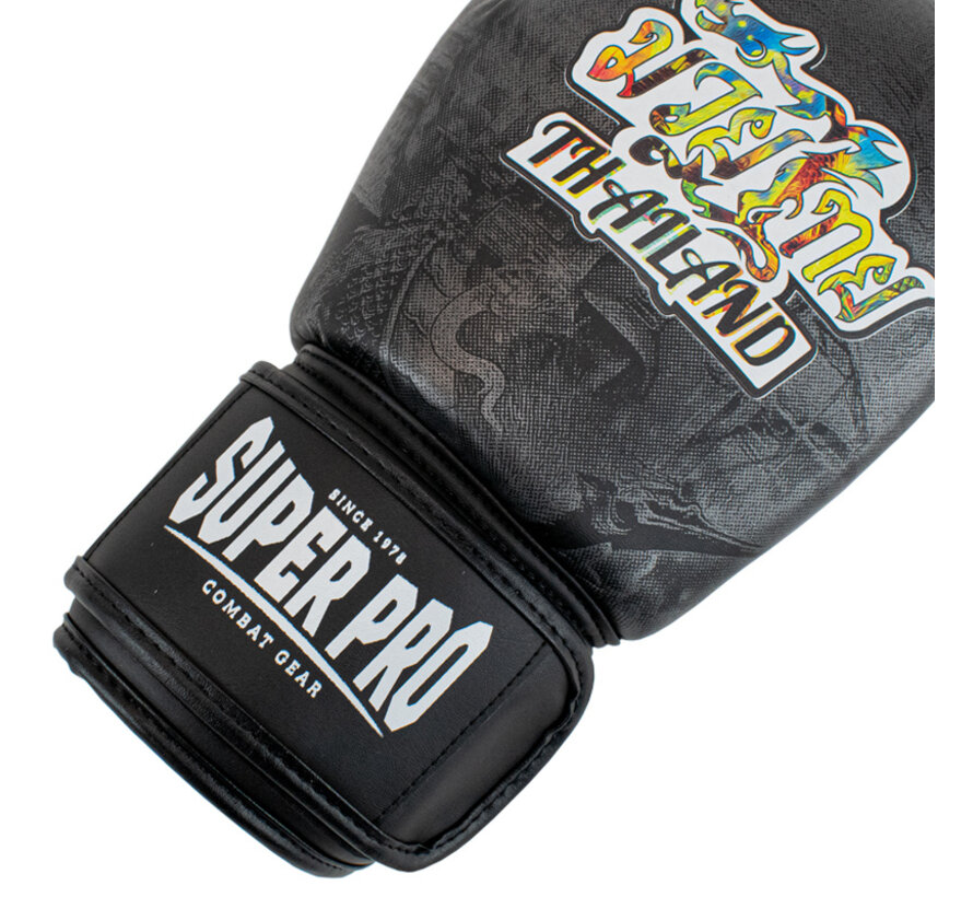 Super Pro Combat Gear Thaibokshandschoenen Leder Pattaya MADE in THAILAND Zwart