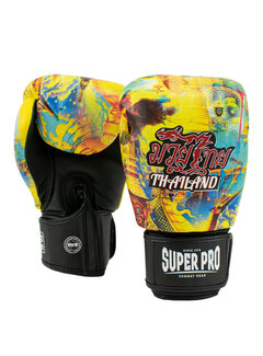 Super Pro Super Pro Combat Gear Thaibokshandschoenen Leder Pattaya MADE in THAILAND Geel