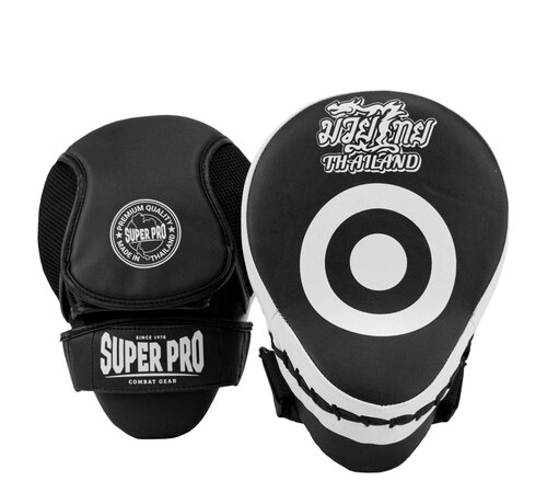 Super Pro Combat Gear Leather Focus Pads Pattaya MADE in THAILAND Black (paar)