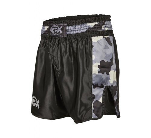 Phoenix PX Thai Shorts,"Contender" zwart-camo - Maat L - OP=OP