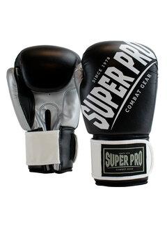 Super Pro (kick)bokshandschoenen Rebel Zwart/Grijs/Wit - 14 OZ - OP=OP