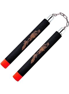 Best Fightshop Rood zwarte Foam Nunchaku met ketting