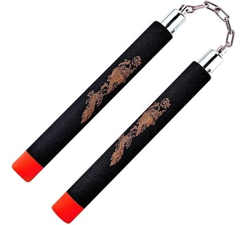 Best Fightshop Rood zwarte Foam Nunchaku met ketting