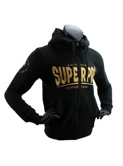 Super Pro Super Pro Hoodie met Rits S.P. Logo Zwart/Goud Maat XL - OP=OP