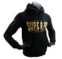 Super Pro Hoodie met Rits S.P. Logo Zwart/Goud Maat XL - OP=OP